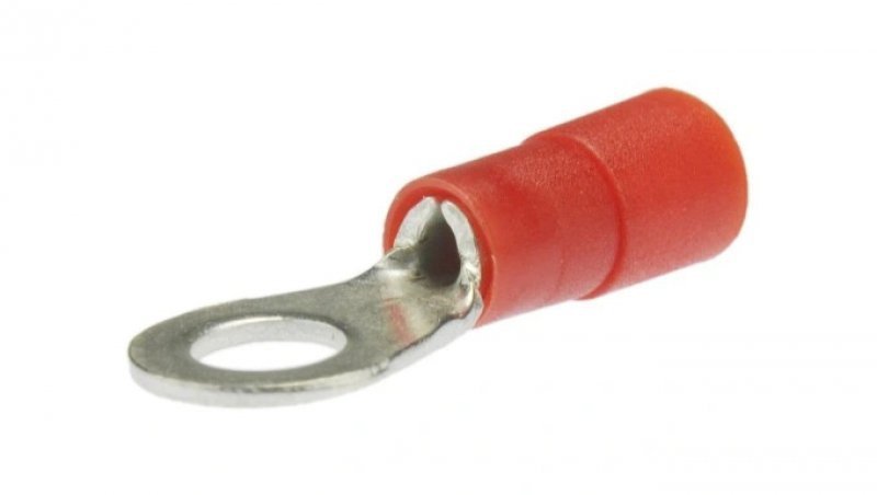 Końcówka oczkowa izolowana typ KOE DIN 10mm2 / M8 miedziana cynowana galwanicznie czerwona ERKO