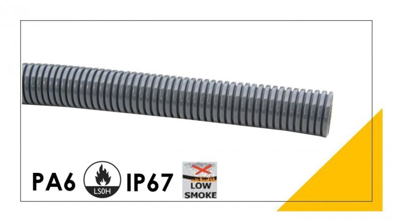 Peszel poliamidowy PA6-S bezhalogenowy 23,2mm/28,9mm DN 23 szary 801.223.0 /50m/