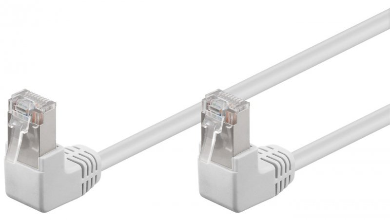 CAT 5e Kabel łączący 2x 90 pod kątem,F/UTP, Biały - Długość kabla 3 m