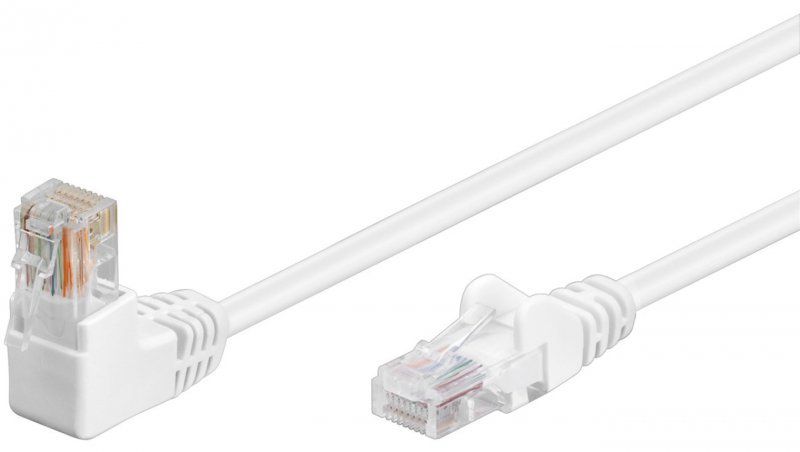CAT 5eKabel łączący 1x 90 pod kątem,U/UTP, Biały - Długość kabla 2 m