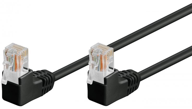 CAT 5eKabel łączący 1x 90 pod kątem,U/UTP, Czarny - Długość kabla 1 m
