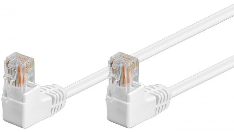 CAT 5eKabel łączący 1x 90 pod kątem,U/UTP, biały - Długość kabla 10 m