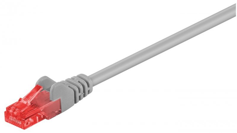 CAT 6 Kabel łączący, U/UTP, Szary - Długość kabla 1 m