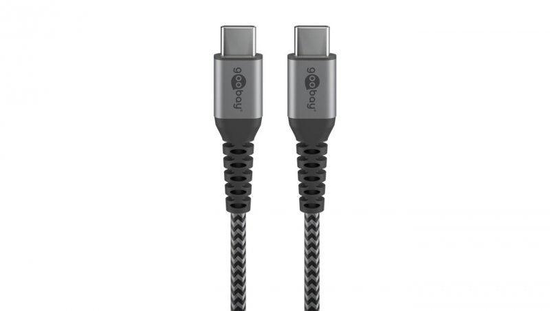 Kabel tekstylny USB-C™ na USB-C ™ z metalowymi wtyczkami ( szary / srebrny) 2 m - Długość kabla 2 m