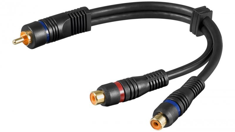 Kabel przejściowy audio typu Y, 1 x wtyk cinch stereo na 1 x gniazdo cinch, miedź beztlenowa, podwójnie ekranowany - Długość kab