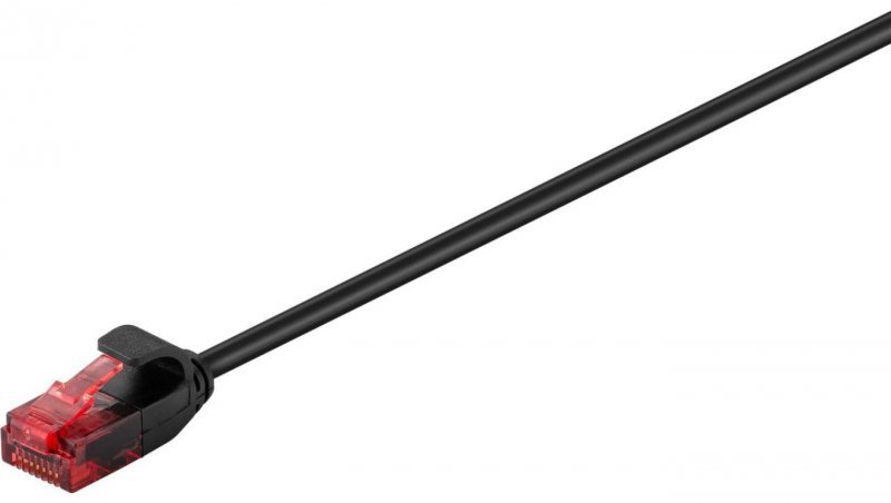 CAT 6Smukły kabel połączeniowy,U/UTP, czarny - Długość kabla 1 m