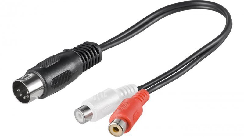 Kabel adaptera audio, wtyk DIN na gniazdo cinch stereo - Długość kabla 0.2 m