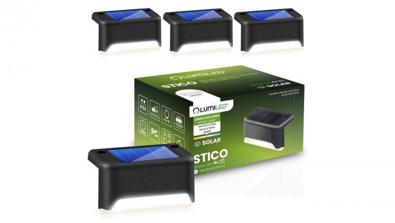 4x Lampa Solarna Schodowa LED STICO 4000K Wodoodporne LUMILED