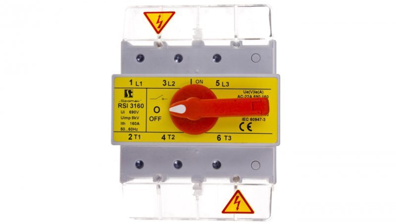 Rozłącznik izolacyjny 3P 160A z pokrętłem na rozłączniku RSI-3160W03