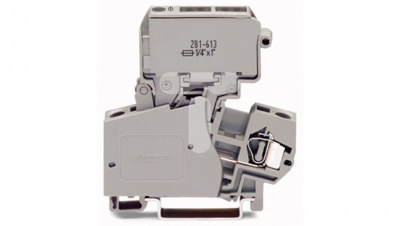 Złączka szynowa bezpiecznikowa 2-przewodowa 4mm2 szara 281-613