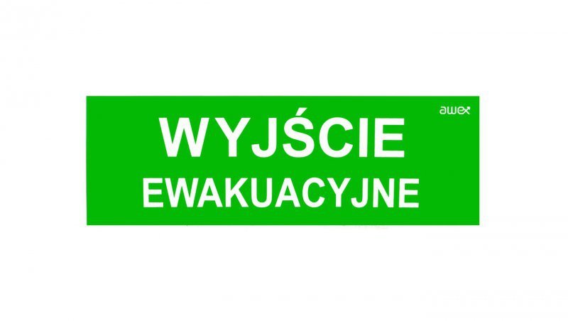 Piktogram 100x300 PM21 wyjście ewakuacyjne logo awex (ISO7010)
