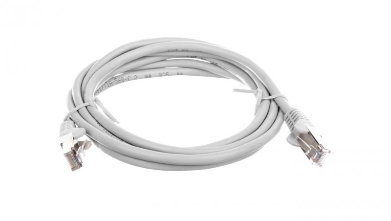 Kabel krosowy patchcord SF/UTP kat.5e CCA szary 2m 50145