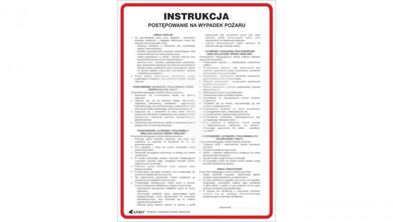 Tabliczka ostrzegawcza /Instrukcja postępowania na wypadek pożaru/ IP01/P