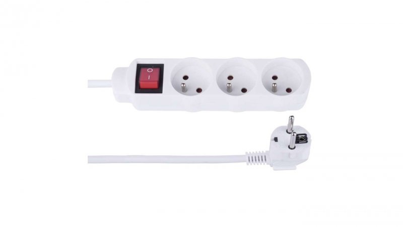 Przedłużacz z wyłącznikiem 3-gniazda z/u 1,5m /H05VV-F 3G1/ biały P1311