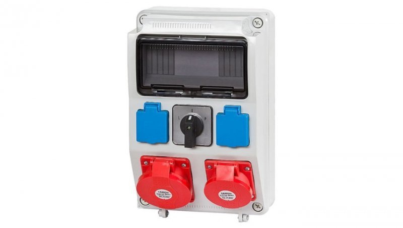 Rozdzielnica budowlana RZYM 1x5P 16A 1x5P 32A 2x2P+Z przełącznik L-P 9 modułów ITALINE ITA00124 ELIT50534