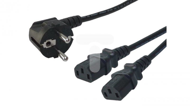 Kabel zasilający CEE 7/7-&gt;2xIEC 320 C13 2m VDE czarny CA-C13C-13CC-0018-BK
