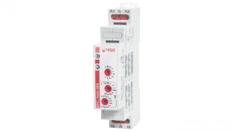 Przekaźnik czasowy 1P 1sek-10dni 12-240V AC/DC 50/60 Hz wielofunkcyjny RPC-1MA-UNI 863181
