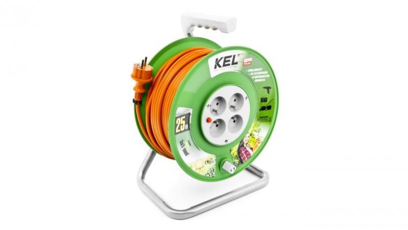 Przedłużacz bębnowy STANDARD LINE 25m H05VV-F 3x1 4xGS /+ termik/ 10A pomarańczowy