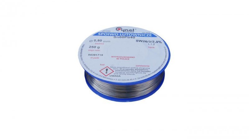 CYNEL UNIPRESS Cyna 0,50mm 250g Sn60Pb40 SW26/3/2.5 spoiwo lutownicze PROFESSIONAL
