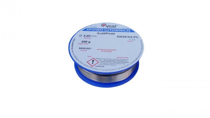 CYNEL UNIPRESS Cyna 2,00mm 250g Sn60Pb40 SW26/3/2.5 spoiwo lutownicze PROFESSIONAL