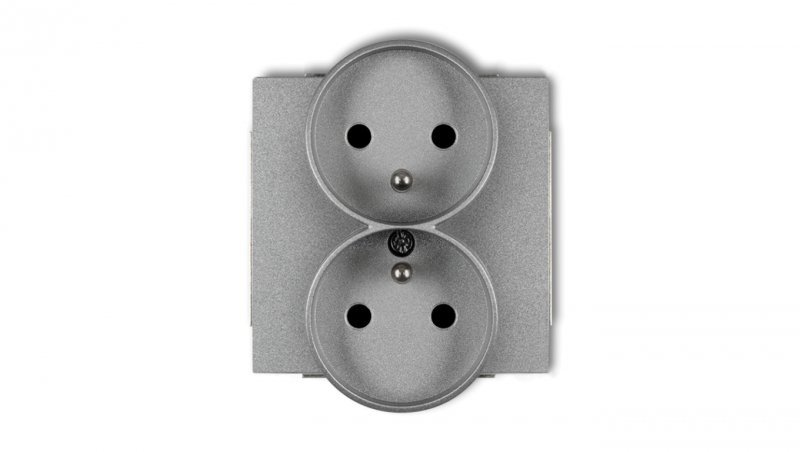 DECO Soft Gniazdo podwójne z/u do ramki srebrny metalik 7DGPRSO-2z