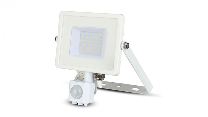 Naświetlacz VT-30-S 30W SMD IP65 PIR SENSOR FLOODLIGHT WITH SAMSUNG CHIP COLORCODE:4000K WHITE BODY WHITE GLASS 458