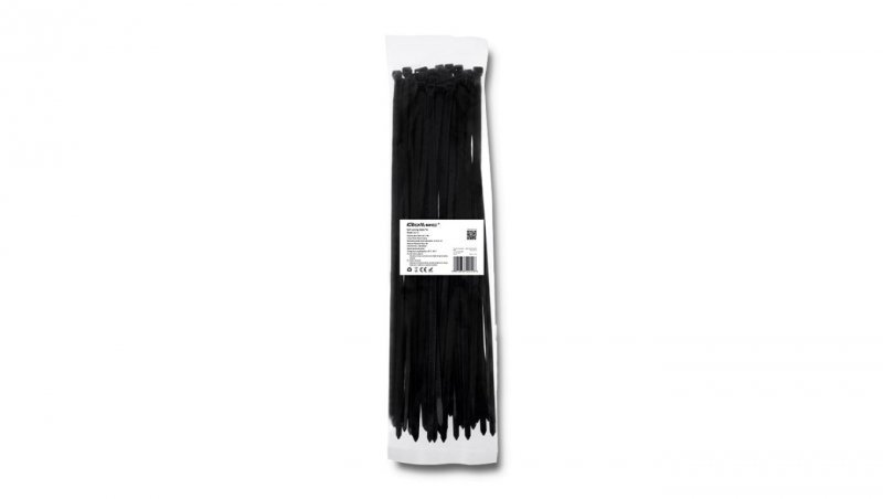 Qoltec Opaski zaciskowe Trytki kablowe 7.2*400mm 50 szt. Nylon66 UV Czarne