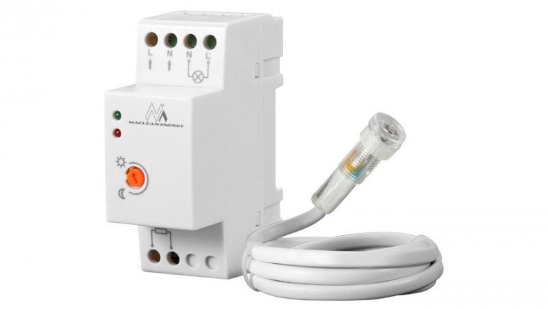 Wyłącznik czujnik zmierzchowy na szynę DIN z zewnętrzną sondą Maclean MCE83 220-240V/AC, 50Hz 20A. MCE83
