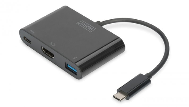 Multi Adapter 1xHDMI 4K 30Hz UHD 1xUSB-C Power Delivery, 1xUSB A na USB 3.1-C czarny DA-70855