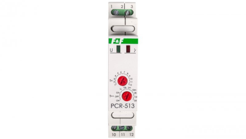 Przekaźnik czasowy 1P 10A 0,1sek-576h 12-264V AC/DC opóźnione załączenie PCR-513UNI