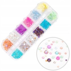 Kasetka z ozdobami Molly Nails kamyki mix kolorów 1000 szt