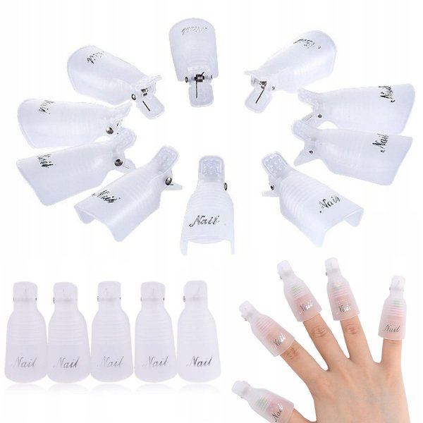 Klipsy do usuwania hybrydy, żelu, akrylu bezbarwny Allepaznokcie 10 szt.