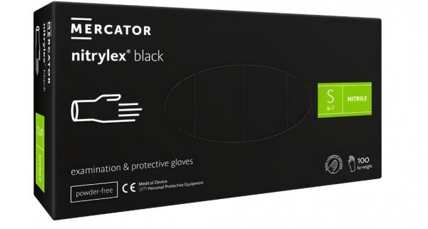 Rękawiczki Mercator Medical Nitrylex Black r. S czarne 100 szt