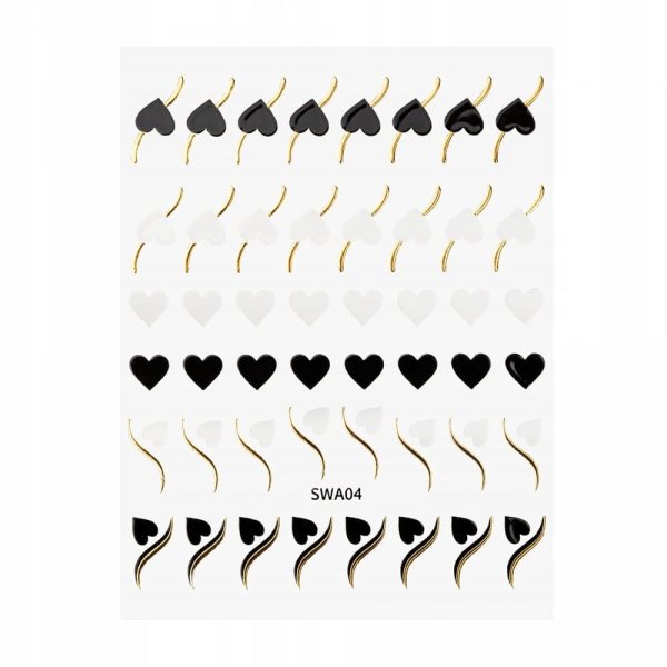 Naklejki do paznokci samoprzylepne serduszka SWA04