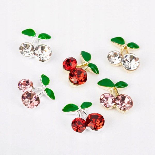 Kasetka z ozdobami wiśnie z cyrkoniami mix kolorów 30 szt