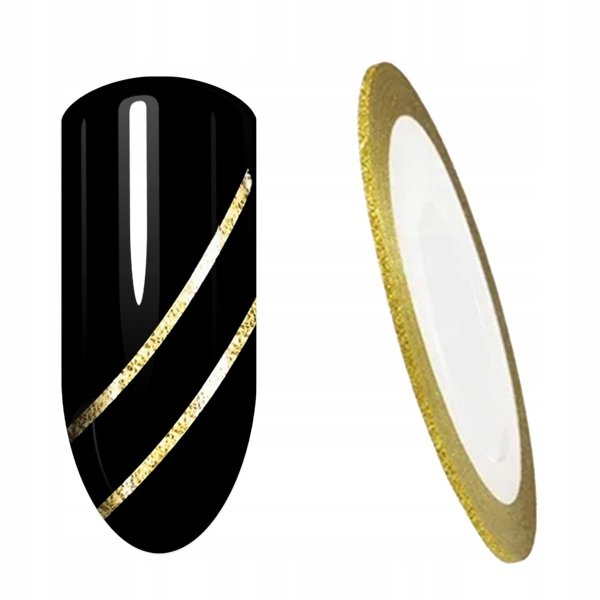 Tasiemka nitka do zdobień paznokci taśma naklejka na paznokcie złota