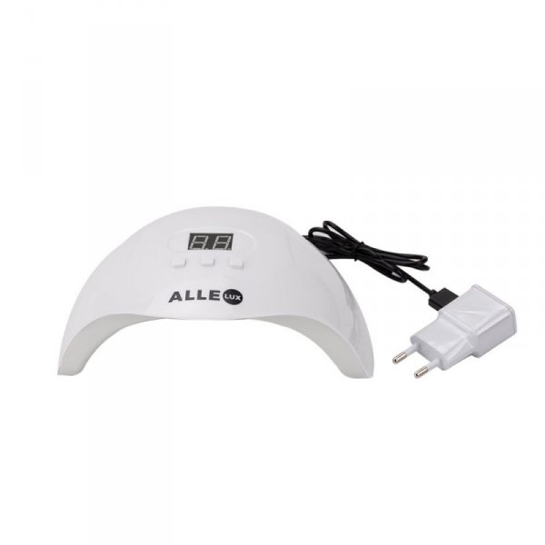 Lampa do paznokci dual UV/LED AlleLux X3 do lakierów hybrydowych żeli i akrylożeli z zasilaczem i kablem USB 54W biała