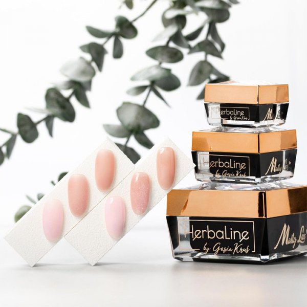 Żel budujący do paznokci HEMA/Di-HEMA Free z olejkiem z drzewa herbacianego MollyLac HerbaLine Sugar Pink by Gosia Kruś 15g