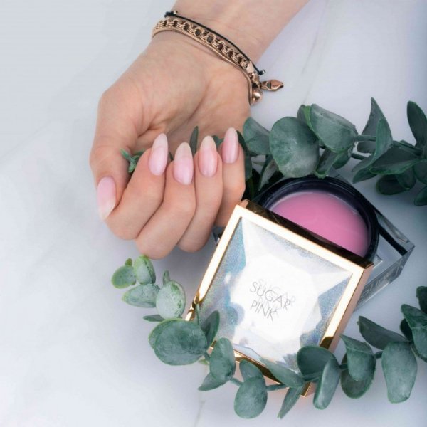 Żel budujący do paznokci HEMA/Di-HEMA Free z olejkiem z drzewa herbacianego MollyLac HerbaLine Sugar Pink by Gosia Kruś 50g
