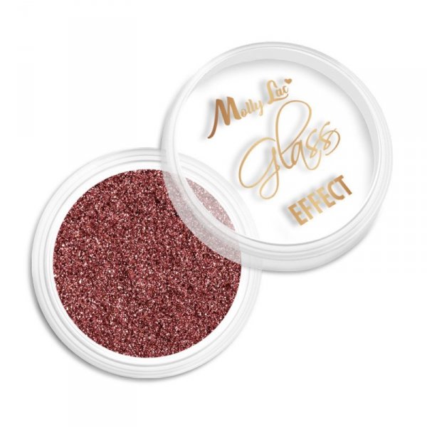 Pyłek lustrzany efekt do zdobień paznokci MollyLac Glass Effect Dark Golden Pink Nr 5