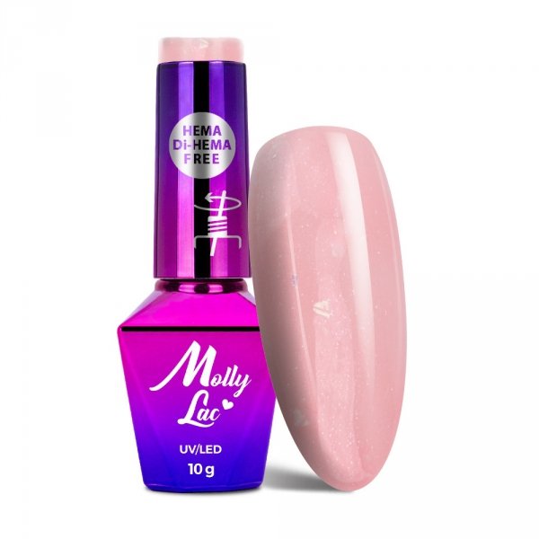 2+1gratis Lakier hybrydowy MollyLac Sparkling French Shining princess HEMA/Di-HEMA Free 10g Nr 702