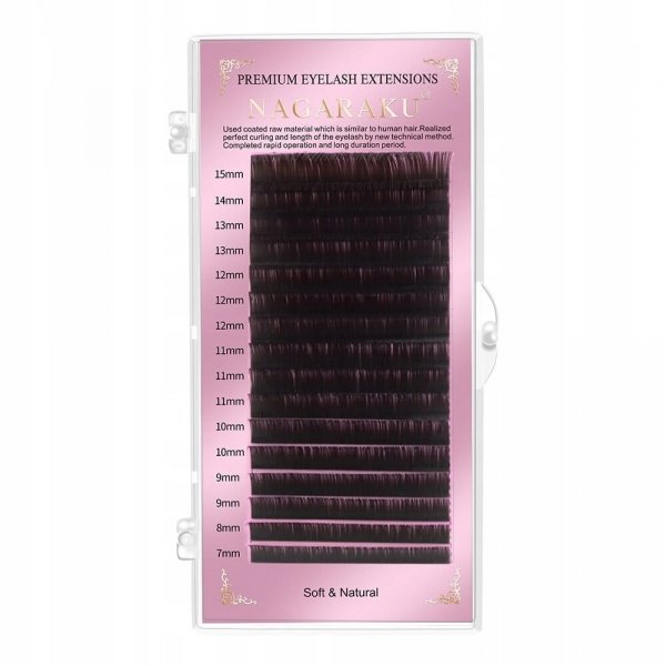 Rzęsy Nagaraku ciemnobrązowe Mix D, 0.07