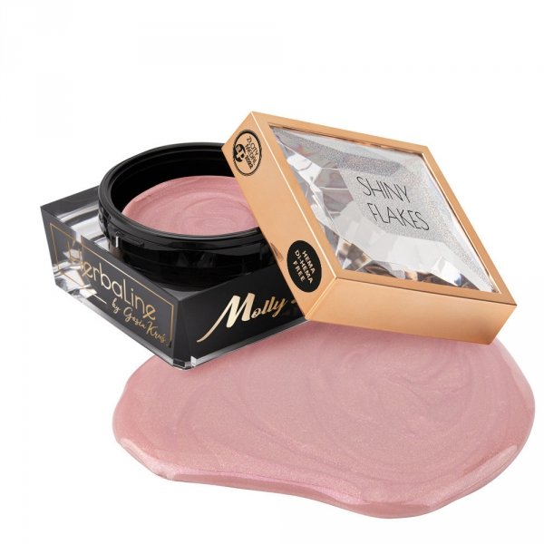 Żel budujący do paznokci HEMA/Di-HEMA Free z olejkiem z drzewa herbacianego MollyLac HerbaLine Shiny Flakes by Gosia Kruś 50g