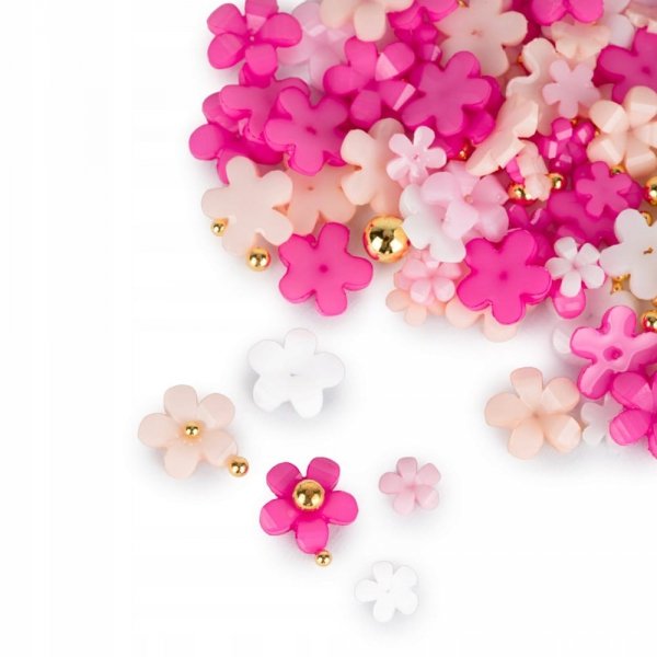 Ozdoby do paznokci Molly Nails kwiatki akrylowe mix 150 sztuk