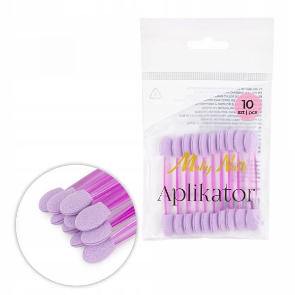 Aplikator pacynka do wcierania pyłków Molly Nails fioletowy 10 szt