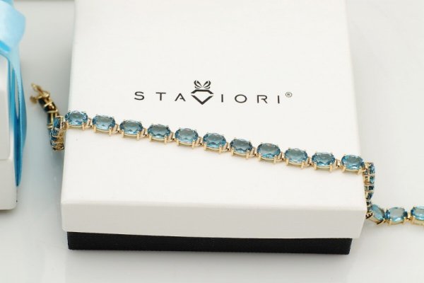 Bransoleta Złoto Topaz błękitny BZX5282