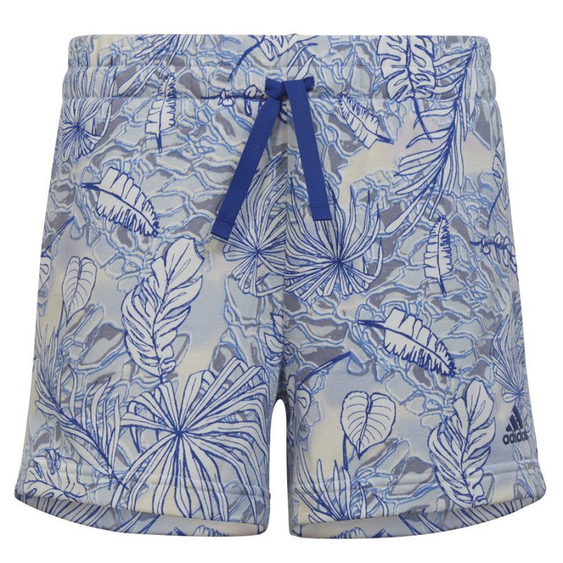 Spodenki adidas SUM Allover Print Short girls HR5832 niebieski 164 cm