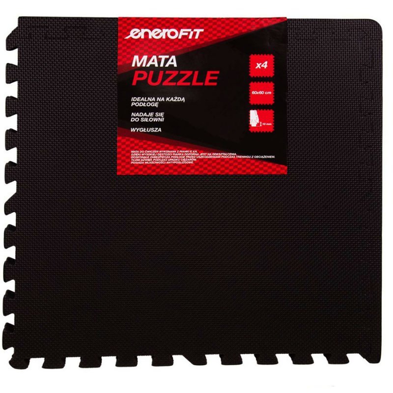 Mata do ćwiczen puzzle EB FIT 60x60x1,0cm 4 szt czarna czarny 60x60cm