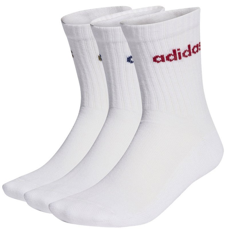 Skarpety adidas Linear Crew Socs Cushioned 3pary KD1716 biały 40-42