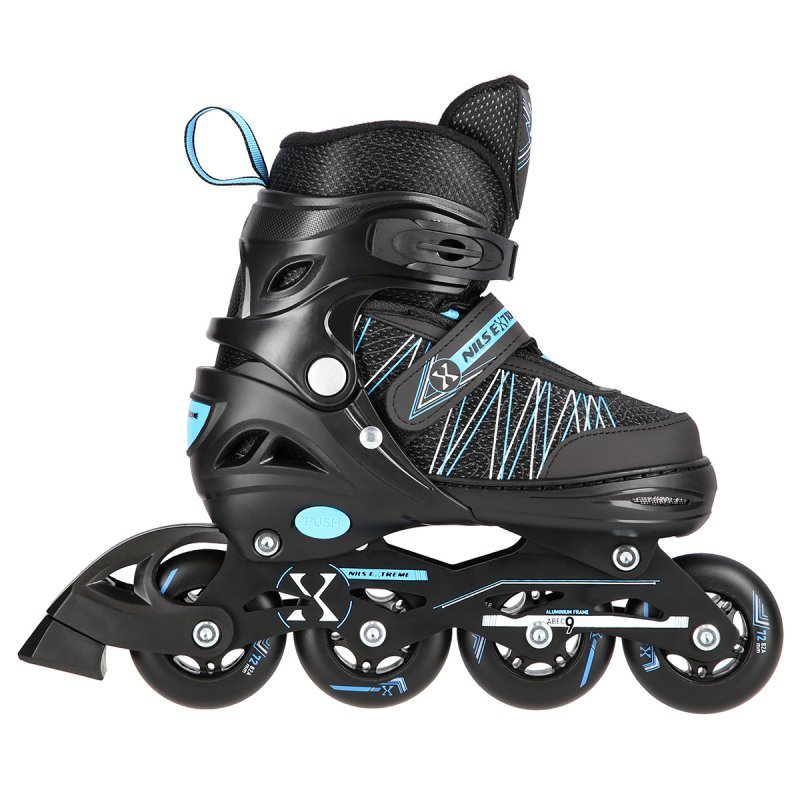 NH11912 A 2w1 BLACK/BLUE ROZM. M(35-38) ŁYŻWOROLKI Z WYM. PŁ. HOKEJOWĄ NILS EXTREME